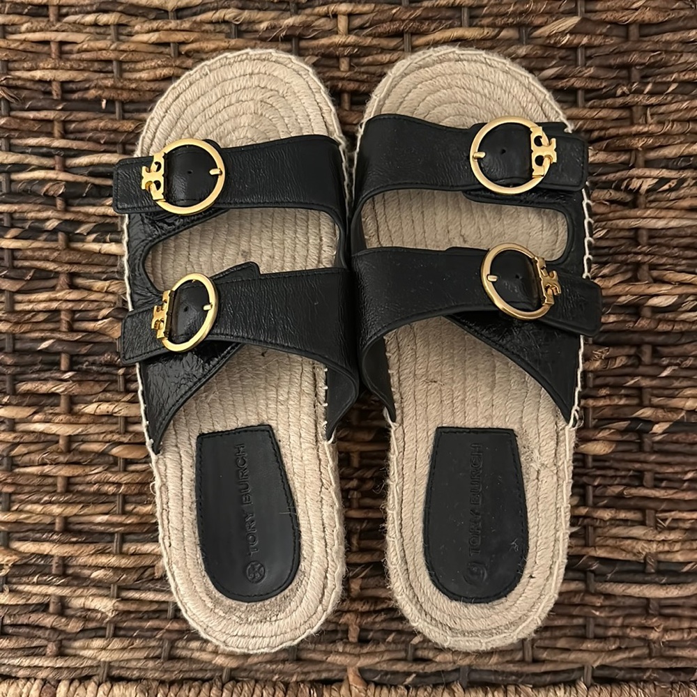 Tory Burch Selby Double-Buckle Espadrille Flat Sandals